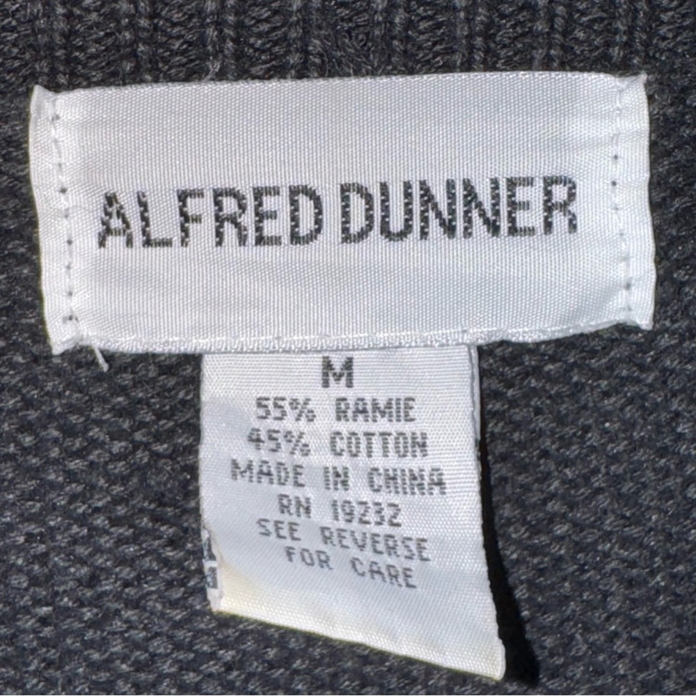 Alfred Dunner Cardigan Sweater Black Floral Embroidered Knit Button Front Size M - Picture 3 of 4